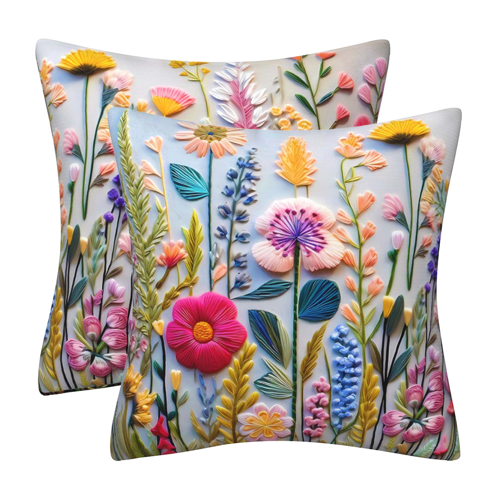 Cross-border popular 3D imitation embroidery flower pillow case digital printing home decoration pillow sofa cushion cover wholesale