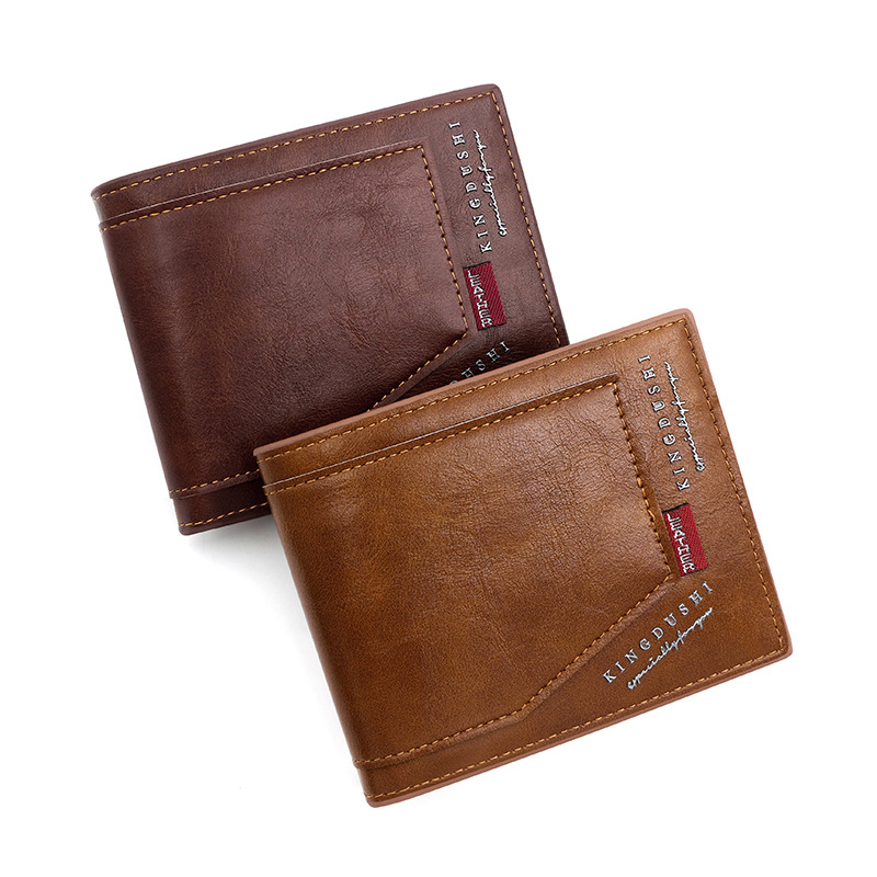 Nueva cartera de los hombres corta casual costura bisagra tríptico bolsa multi-tarjeta de bolsillo certificado