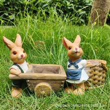 彼得兔花园阳台花盆多肉摆件幼儿园可爱兔子推车卡通户外庭院装饰