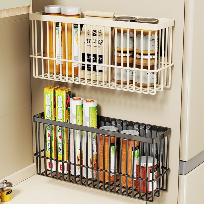 Refrigerador de cocina estante de succión magnética bolsa de película de plástico artefacto de toalla de papel sin perforación condimento doméstico estante de almacenamiento de película de plástico