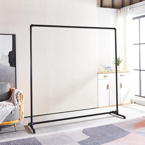 Clothing store display rack with wheels, water pipe hanger for women, movable clothing rod, ironwork retro arched gate rack