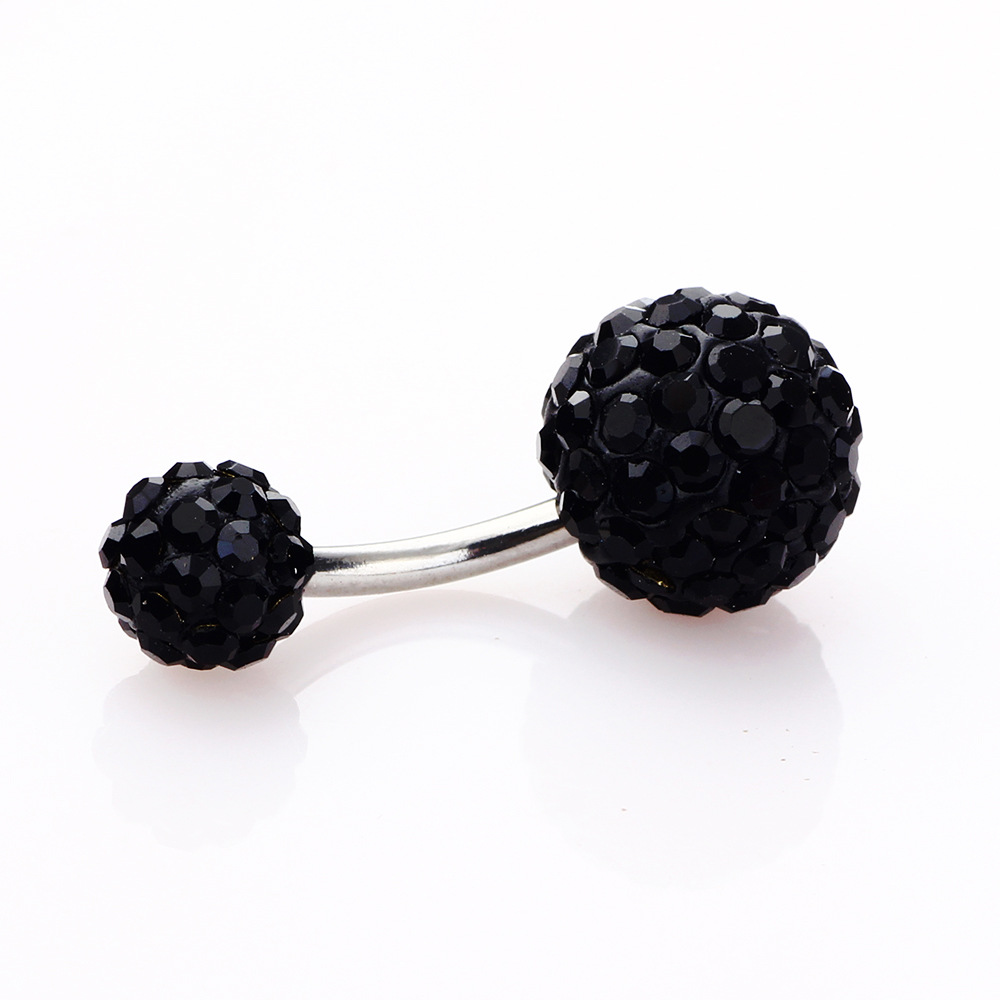 European-American Diamond Navel Nail Crystal Ball Belly Ring 5-8mm Stainless Steel Body Jewelry detail image 9