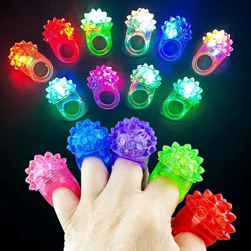 Glowing Strawberry Soft Rubber Ring Light Led Finger Light Toy Concert Party Tpr Prop Children's Soft Rubber Finger Ring