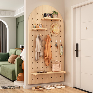 Solid Wood Hole Board Hanging Board Storage Rack Wall Storage Cabinet Wall Entrance Wall Storage