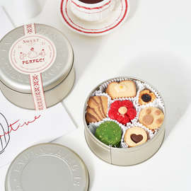 圆形铁盒贴纸烘焙曲奇饼干可可脆片太妃糖果包装饰不干胶封条围边