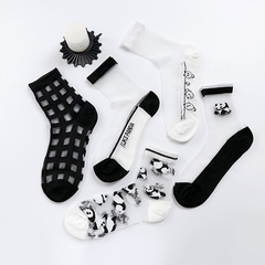 New Ankle Crystal Fiber Women's Socks with Cute Panda Pattern, Fashionable and Versatile