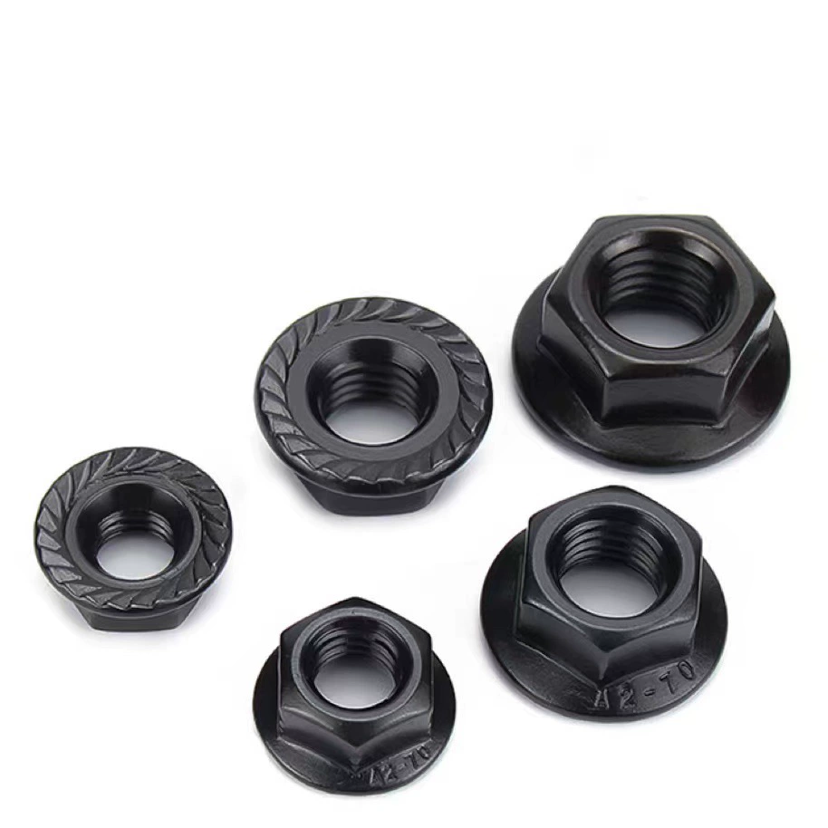 Углеродистая сталь черный внешний шестигранный фланцевый гайка черный фланцевая гайка черный цинковый фланец гайка M6/M8