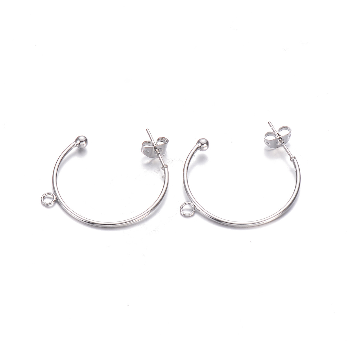 304 Stainless Steel Material 10 PCS/Package Stainless Steel Solid Color Hook Earring Findings Simple Style