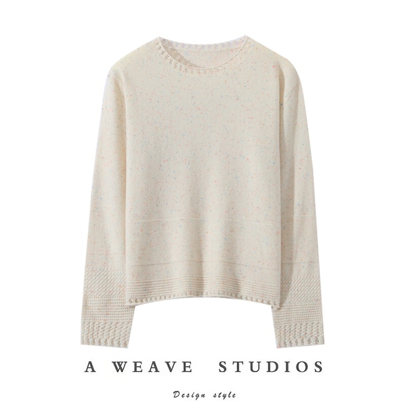 Round Neck Baby Small Cashmere Women's Pullover Short Soft Waxy Sweater Solid Color Knitted Wool Base Shirt Women's Autumn and Winter