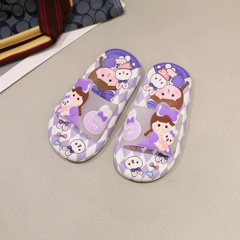 Niños bebé lindo dibujos animados nuevas zapatillas grandes y medianas zapatillas para niños y niñas verano hogar baño antideslizante suave