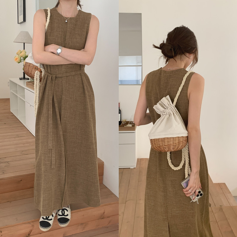 Customized Maternity Dress with a Vintage Vibe, Sleeveless Loose-Fitting Split Hem Tie-Up Dress in Plus Size Customized Maternity Dress with a Vintage Vibe, Sleeveless Loose-Fitting Split Hem Tie-Up Dress in Plus Size