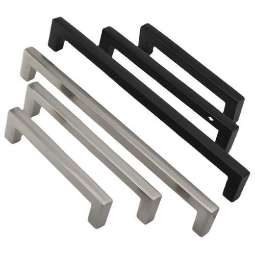 Stainless steel color aluminum pull handle, black cabinet and wardrobe door handle, export square wine cabinet small handle