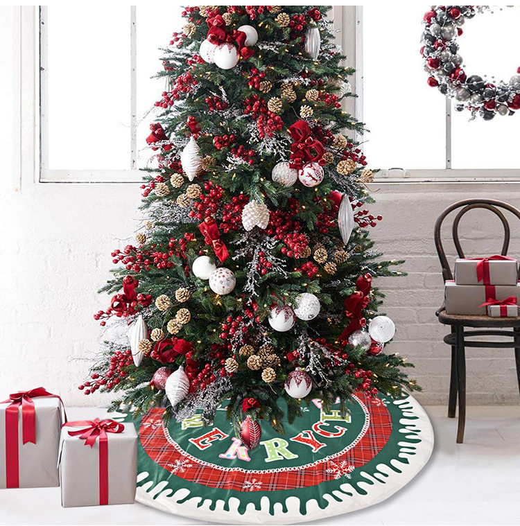 Christmas New Christmas Decoration Christmas Tree Dress Christmas Plaid Snowflake English Tree Dress Christmas Tree Bottom Decoration_voghion.com