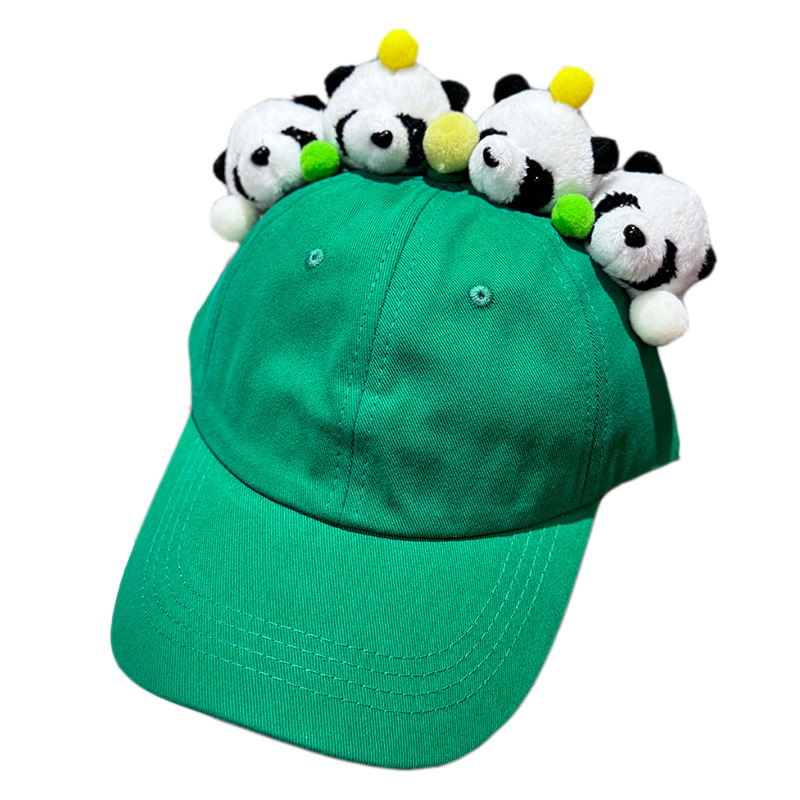 Gorra de béisbol padre-hijo de dibujos animados, diseño panda blanco y negro, algodón cómodo para niños y adultos