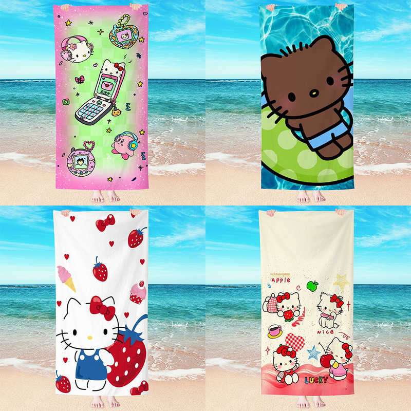 Cute Hellokitty Cartoon Digital Printed Microfiber Beach Towel Absorbent Kidsren's Swimming Bath Towel Cute Hellokitty Cartoon Digital Printed Microfiber Beach Towel Absorbent Kidsren's Swimming Bath Towel