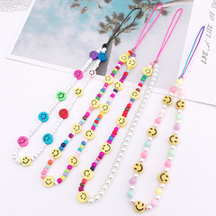 Yi Lian New Soft Clay Smiling Face Phone Chain DIY Phone Case Accessory Glass Bead Smiling Face Phone Cord