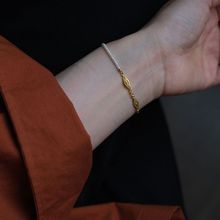 中国风气质复古镂空金色菱形花手链迷你小珍珠手串