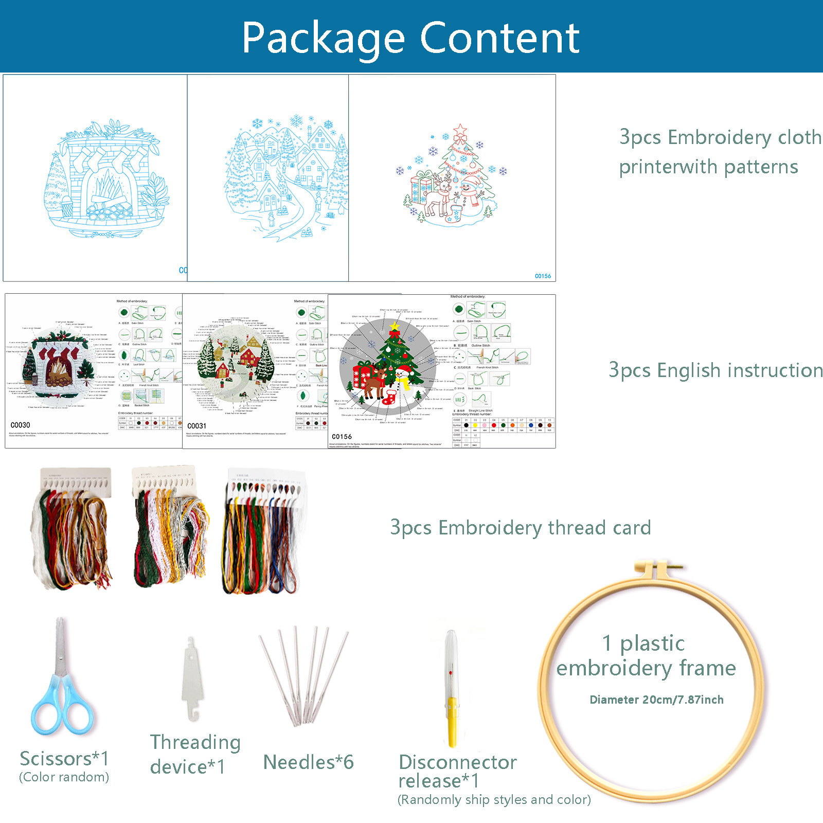 2025 Navidad bordada hecha a mano DIY paquete de materiales Navidad bordado Inglés venta directa transfronteriza