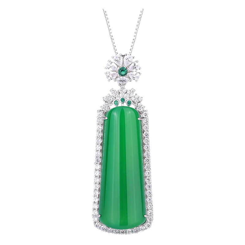 Zhuang Sheng joyería nueva no-materia colgante verde esmeralda collar de la tarjeta de la Paz sobre 2*6cm elegante colgante de jade