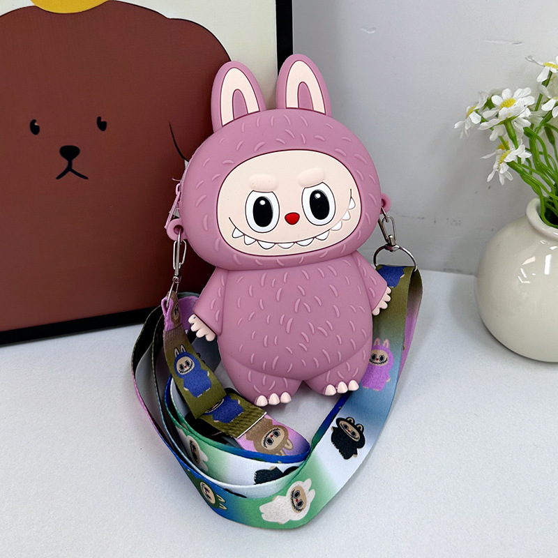 かわいい子供の小銭入れの新しい超火のウサギの漫画のシリコンの硬貨は女の子のカラーのミニの斜め掛けのカバンを包みます。|undefined