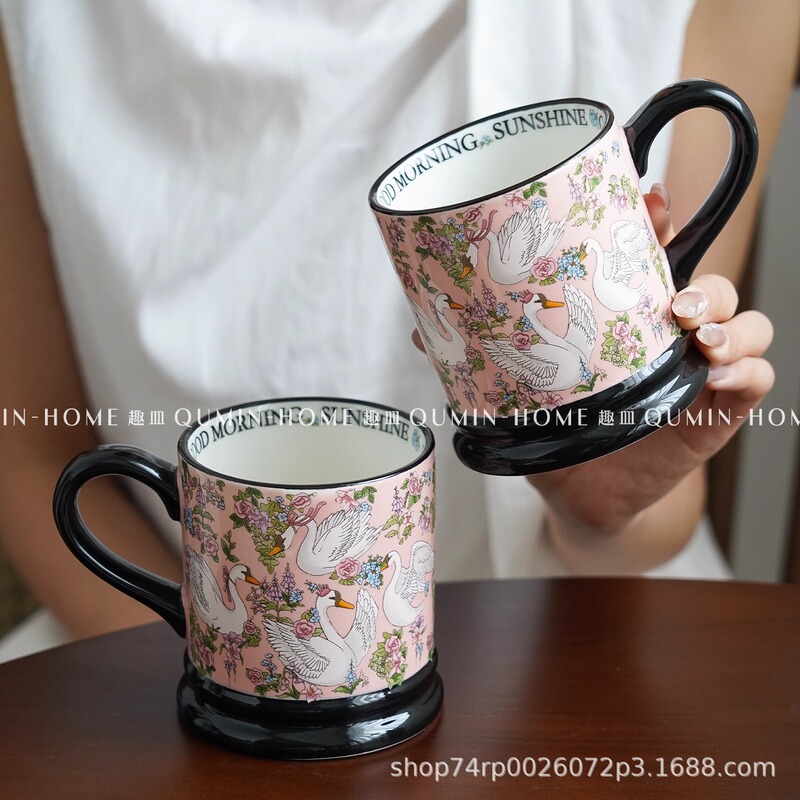 中古风马克杯复古繁花陶瓷杯下午茶咖啡杯子高颜值情侣水杯|undefined