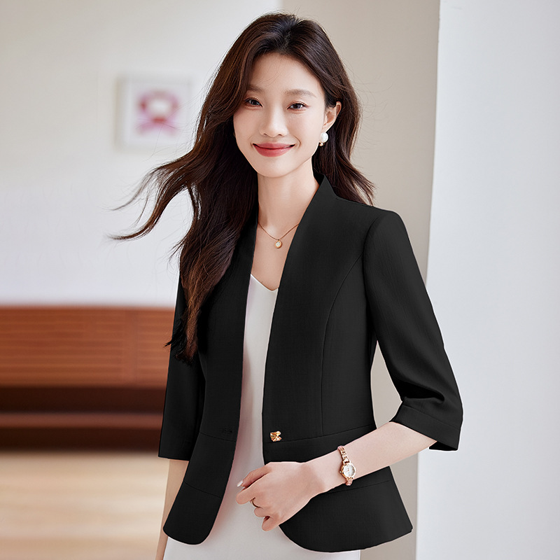 Short summer apricot classic suit jacket