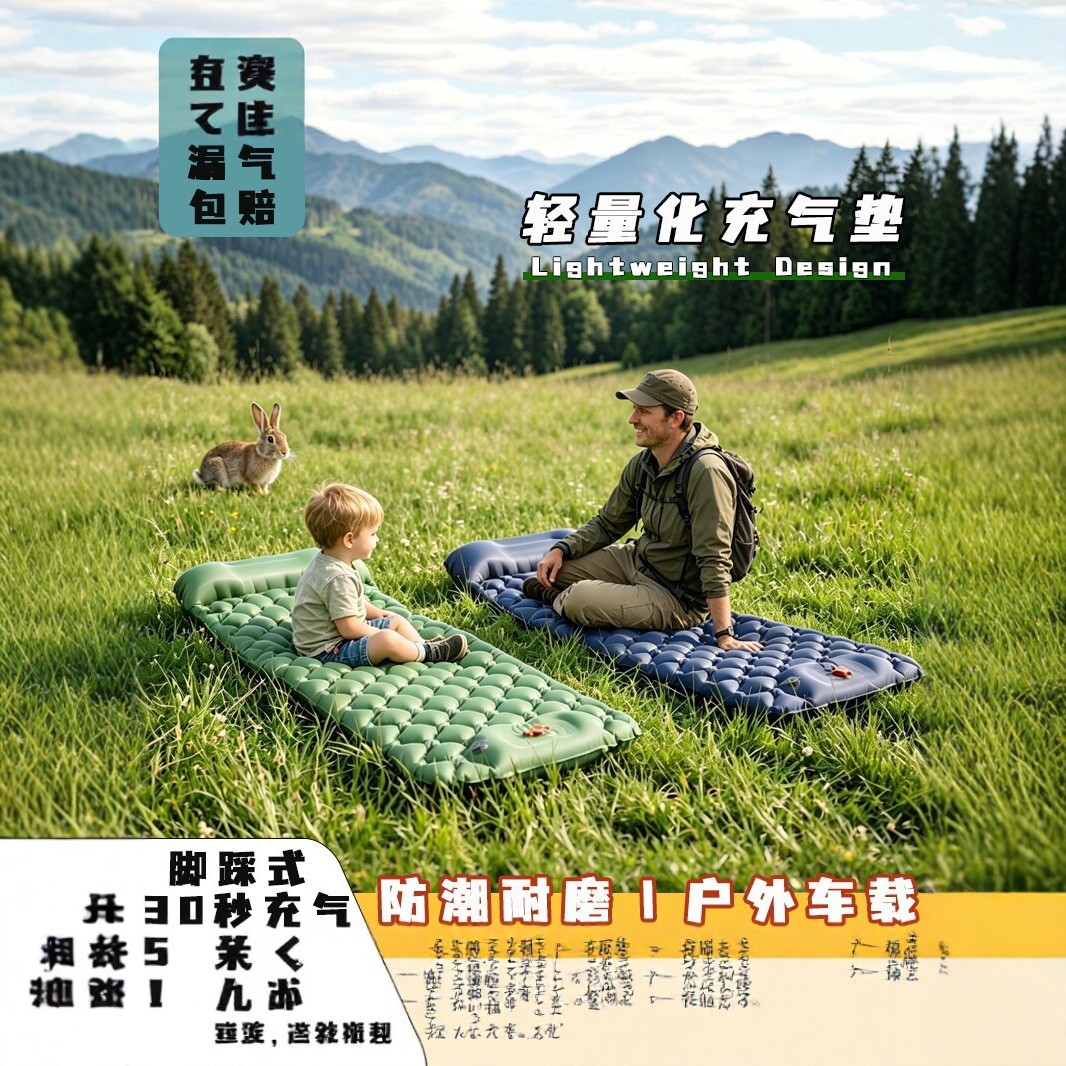 Outdoor inflatable mattress, outdoor air mattress, TPU camping sleeping pad, automatic inflating outdoor sleeping mat, tent camping