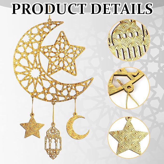 跨境木质月亮节悬挂门牌标志空心月亮城星星木质墙壁家居装饰挂件