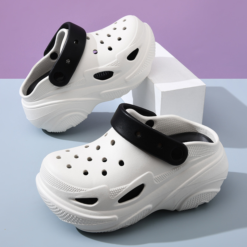 Women's Hole Shoes Summer High Wear-resistant Non-slip Sandals EVA Home Non-smelly Foot-stepping Feet All-match Baotou Slippers