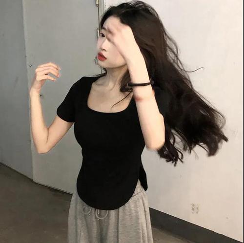 Women's Summer Short Sleeve T-Shirt Korean Style Slim Fit Concealing Casual Base Top for Unconventional Girls Pure Desire Hot Girl Top