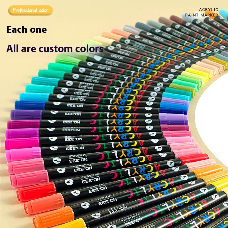 Acrylic two‑head marker set, 72 colors, waterproof, portable black case