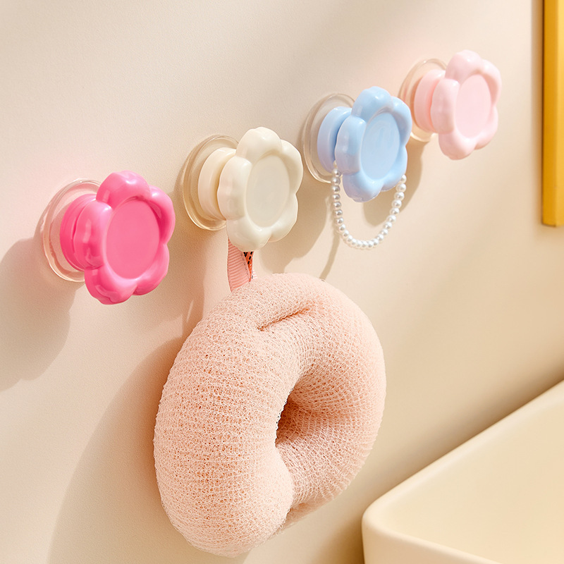 Flower Suction Cup Hook Kitchen Hook Punch-Free Vacuum Suction Cup Student Dormitory Bathroom Traceless Strong Small Sticky Hook