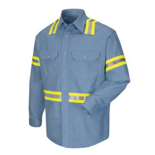 源头厂家高能见度100% 棉长袖阻燃焊接建筑工作服