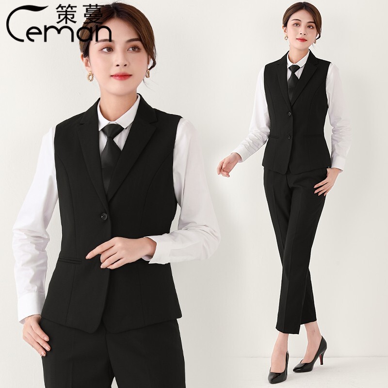 Workwear waistcoat women's spring and autumn 2022 waistcoat waistcoat waistcoat Black large size suit waistcoat waistcoat collar