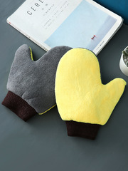 Car wash gloves do not damage the paint surface, are non-slip and waterproof, bear paw coral velvet, double-sided car cleaning tools for wiping the car in winter