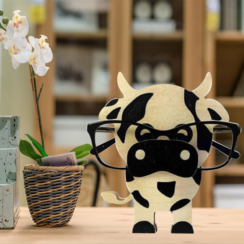 Estante de exhibición para pequeños animales de madera impresa, soporte para gafas, decoración de escritorio, perro pequeño, soporte para gafas image 11