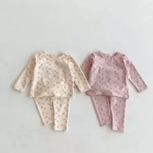 Осенняя милая комфортная пижама комплект для девочек 1-8 лет в корейском стиле цветочный принт стиль «принцесса»