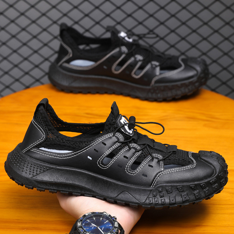 2025 New Men's Croc Shoes Outdoor Beach Shoes Wear-Resistant Non-Slip Breathable Casual Large Size Sandals Cross-Border Wholesale