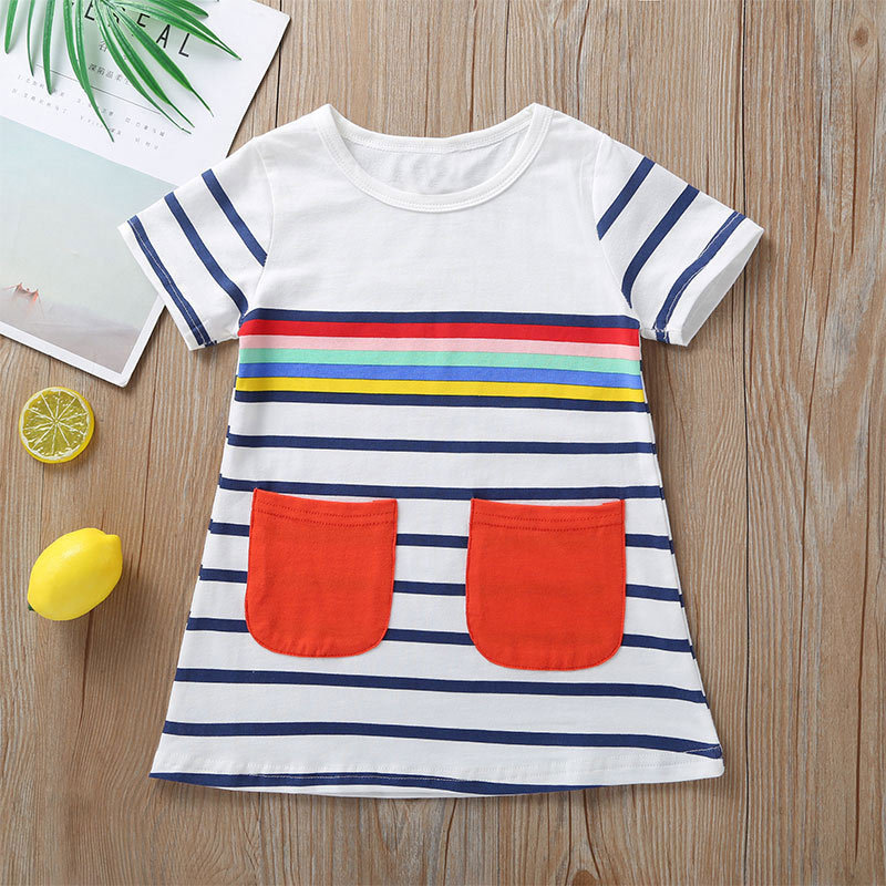 Short-sleeved Striped Baby Casual Dress Wholesale Nihaojewelry display picture 1