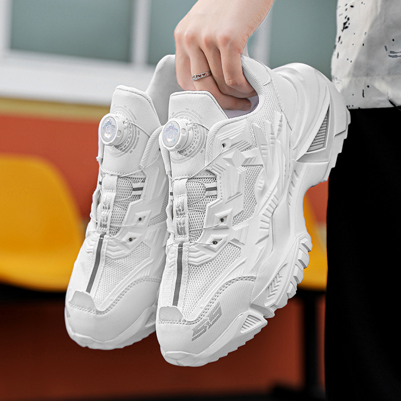 Sneaker hombres 2023 botón giratorio Comercio exterior más tamaño papá zapatos pareja caminadora zapatos de uñas zapatos de hombre al por mayor