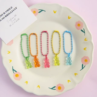 彩色可爱透明小熊珠链钥匙扣手机链包包挂饰diy手工饰品配件材料