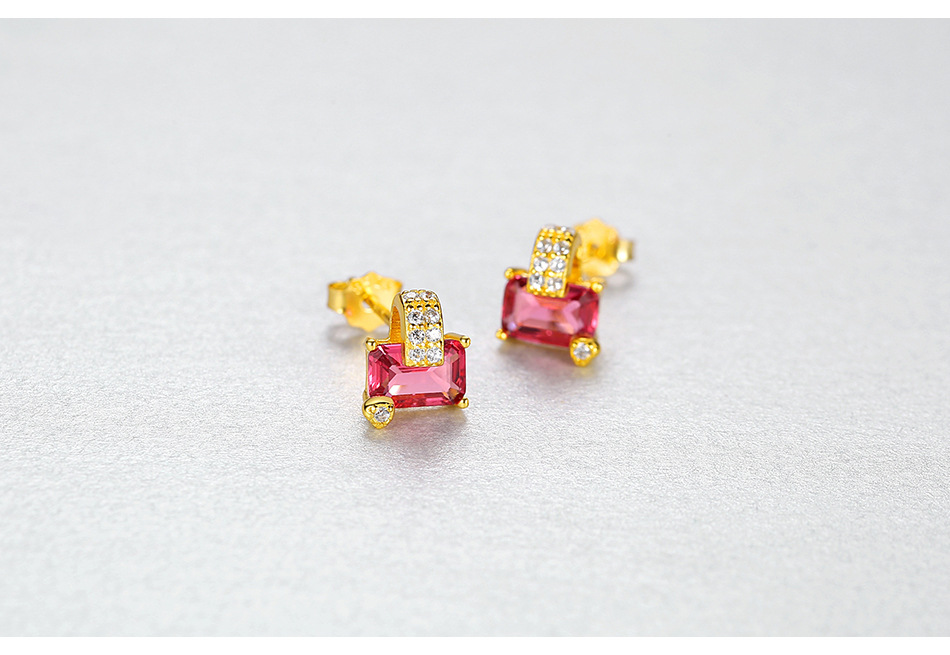 S925 Silver Retro Artificial Ruby Earrings display picture 5