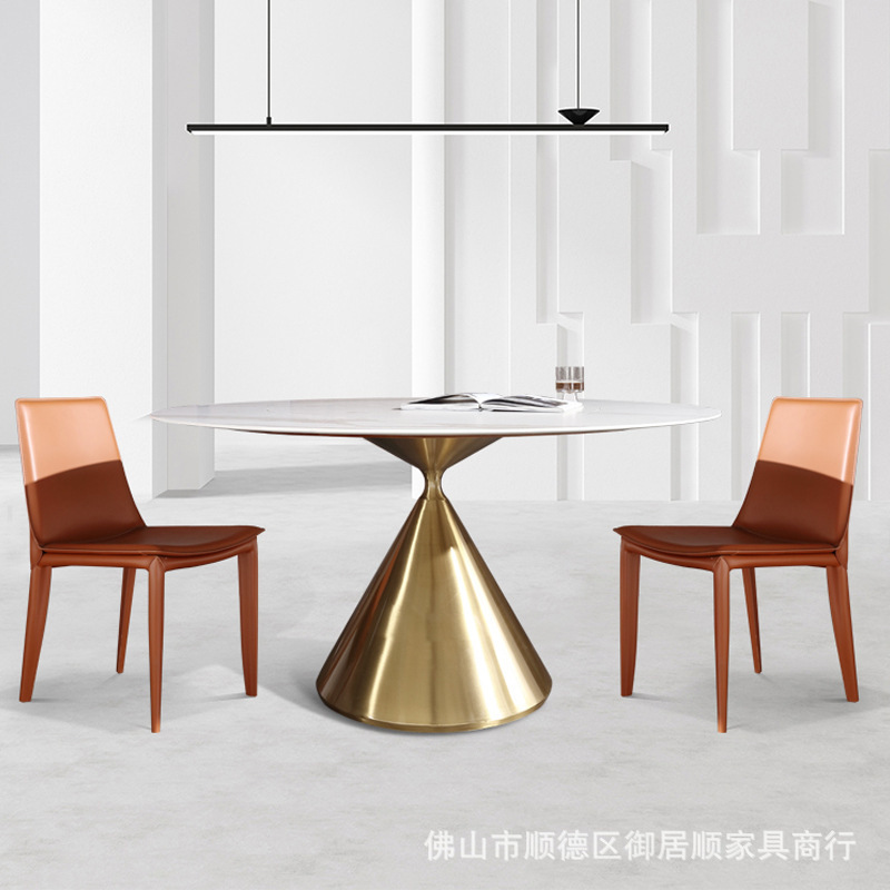 Placa de roca italiana mesa de comedor redonda simple moderna Luz de lujo pequeño apartamento integrado giratoria mesa de comedor Mesa Redonda