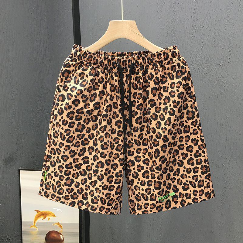 Plus Size Men's Leopard Print Shorts Summer Trendy Beachwear New Thin Style Retro Five Point Cut_viptrois.com