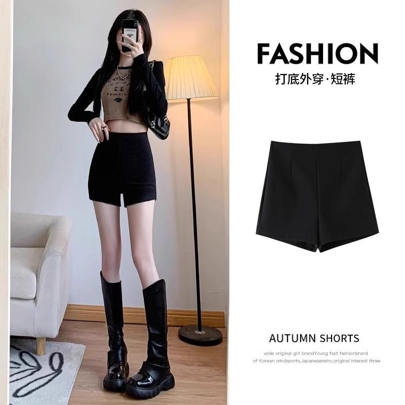 High Waist Shorts Women's Spring and Autumn 2024 New Base Black Suit American Style Hot Girl Slim Outer Wear Summer Hot Pants