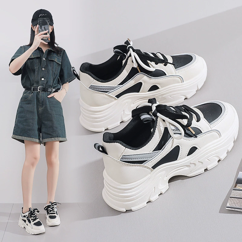 Весенние женские кроссовки, новые дышащие белые кеды в корейском стиле, модные универсальные спортивные повседневные кроссовки на толстой подошве, женские кроссовки Q8825