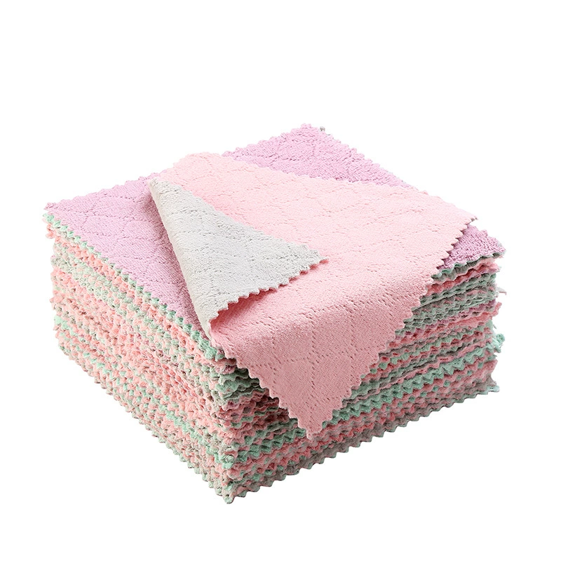 Coral Velvet Double-Sided Kitchen Cleaning Cloth, Ultra-Fine Microfiber, Multiple Sizes