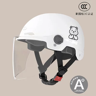 for men and women, electric motorcycle | Motosiklet kaskı (dəbilqə) - adult-versionoff-white-transparent-long-mirror-little-bear