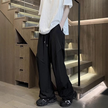 塔丝隆纯色裤子男士2025新款夏季松紧腰宽松直筒裤港风潮牌休闲裤