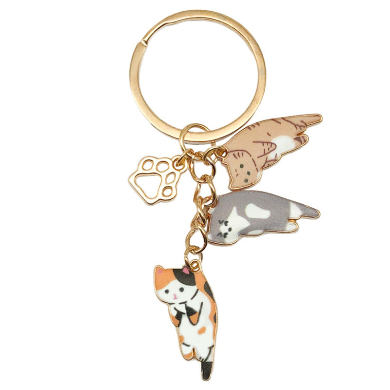 国境を越えた売れ筋のかわいい子猫漫画動物バッグペンダントクリエイティブキーホルダーリングオイルドリップ合金小さなギフト|undefined